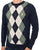 Gabicci Vintage Portrush Argyle Crew Knit Jumper Navy