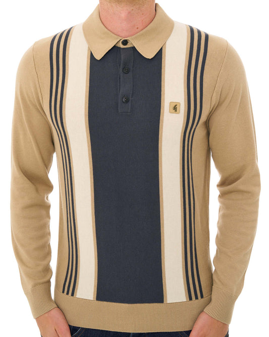 Gabicci Vintage Gabicci Vintage Searle LS Knitted Polo Caramel