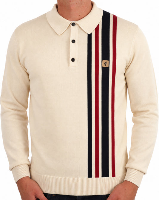 Gabicci Vintage Gabicci Vintage Soda Knit LS Polo Cream