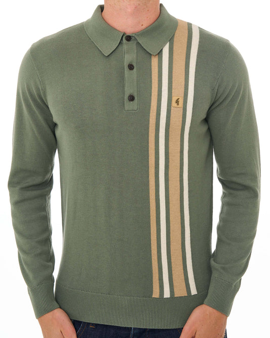 Gabicci Vintage Gabicci Vintage Soda Knit LS Polo Sage