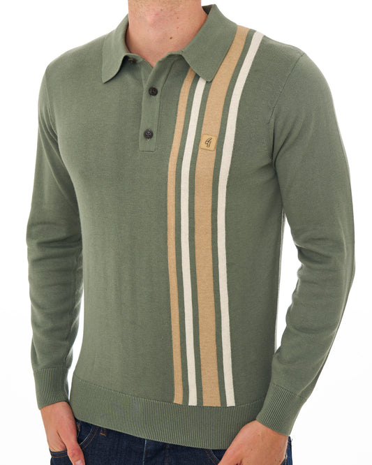 Gabicci Vintage Gabicci Vintage Soda Knit LS Polo Sage
