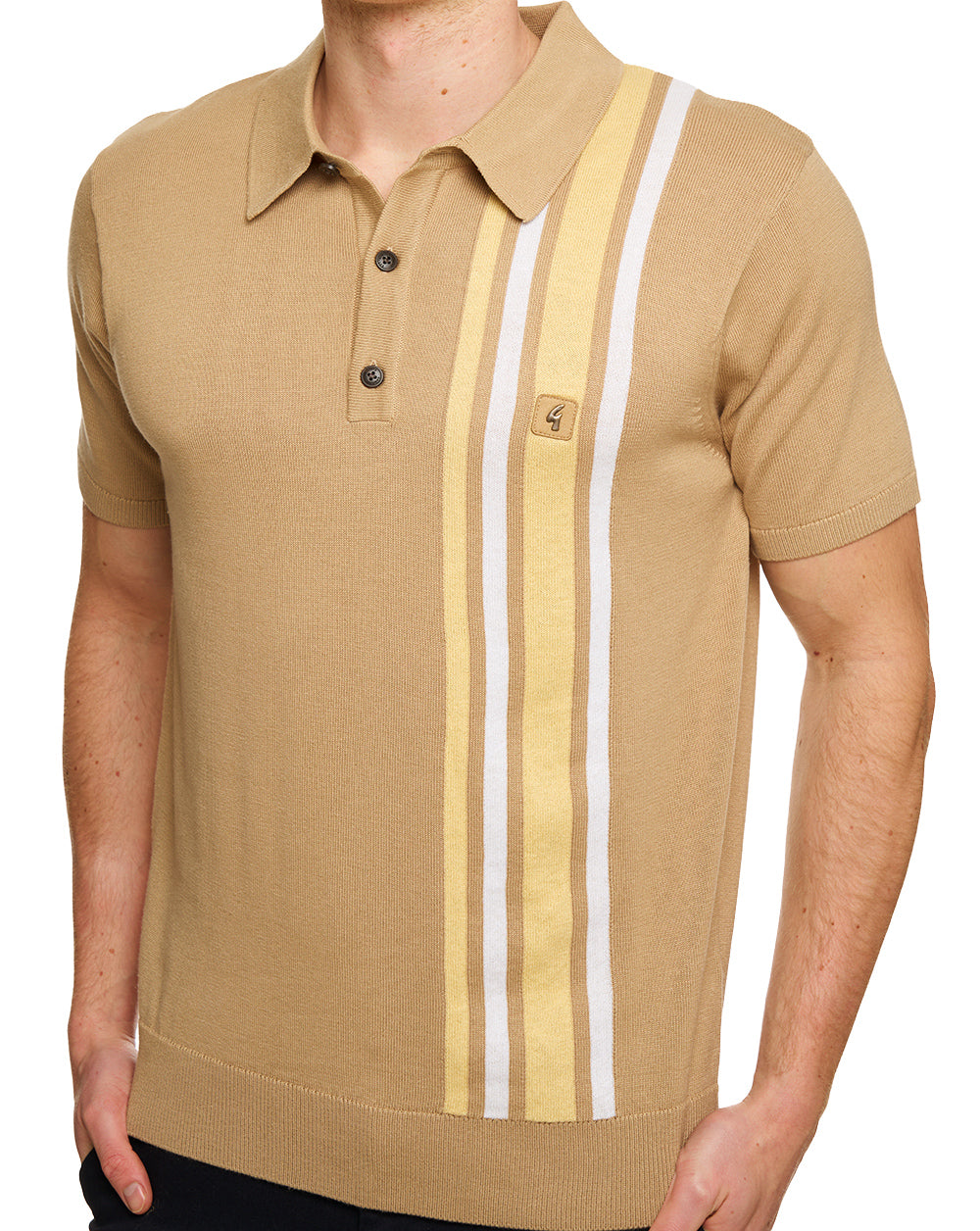 Gabicci Vintage Soda SS Knitted Polo Sandstone