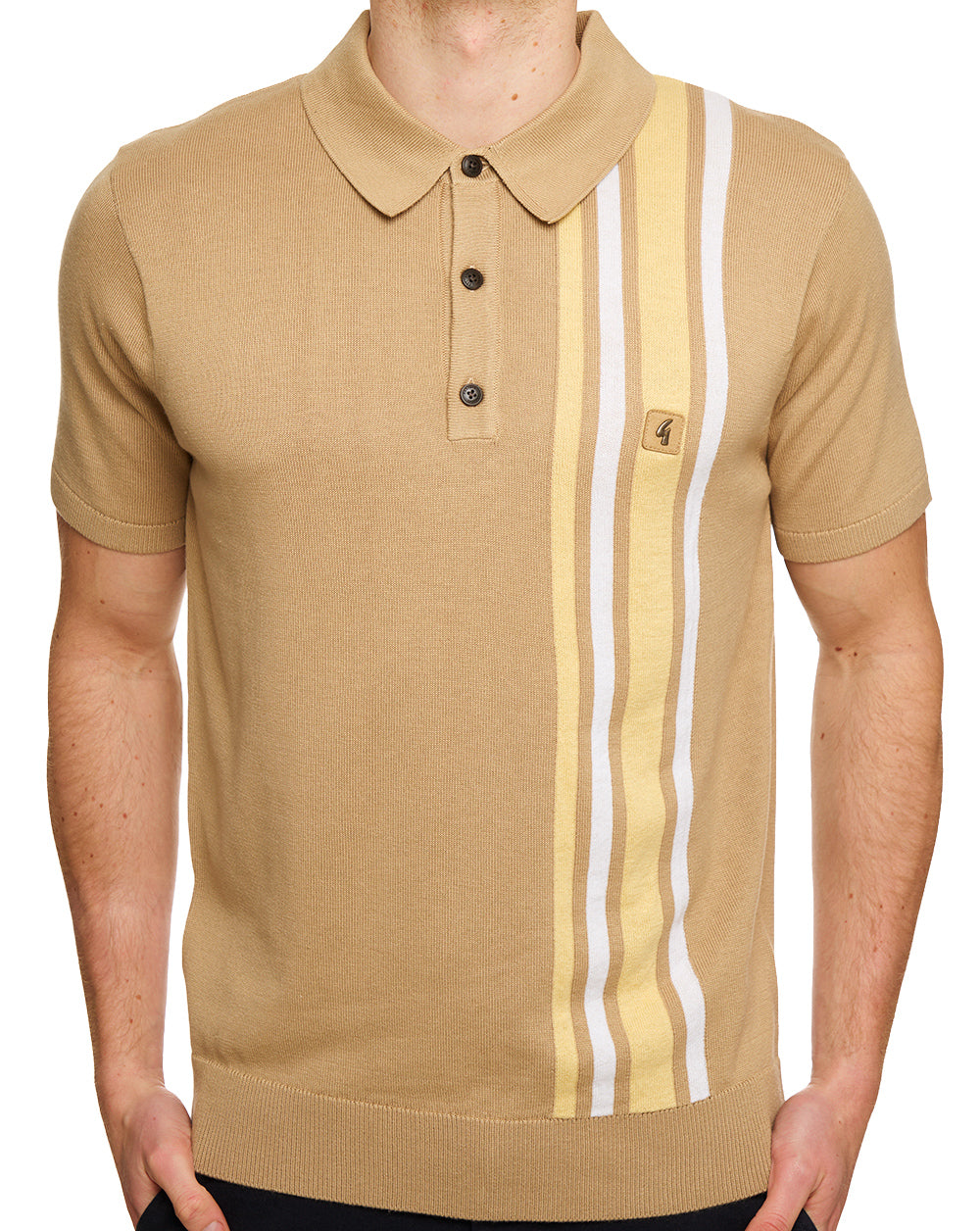 Gabicci Vintage Soda SS Knitted Polo Sandstone