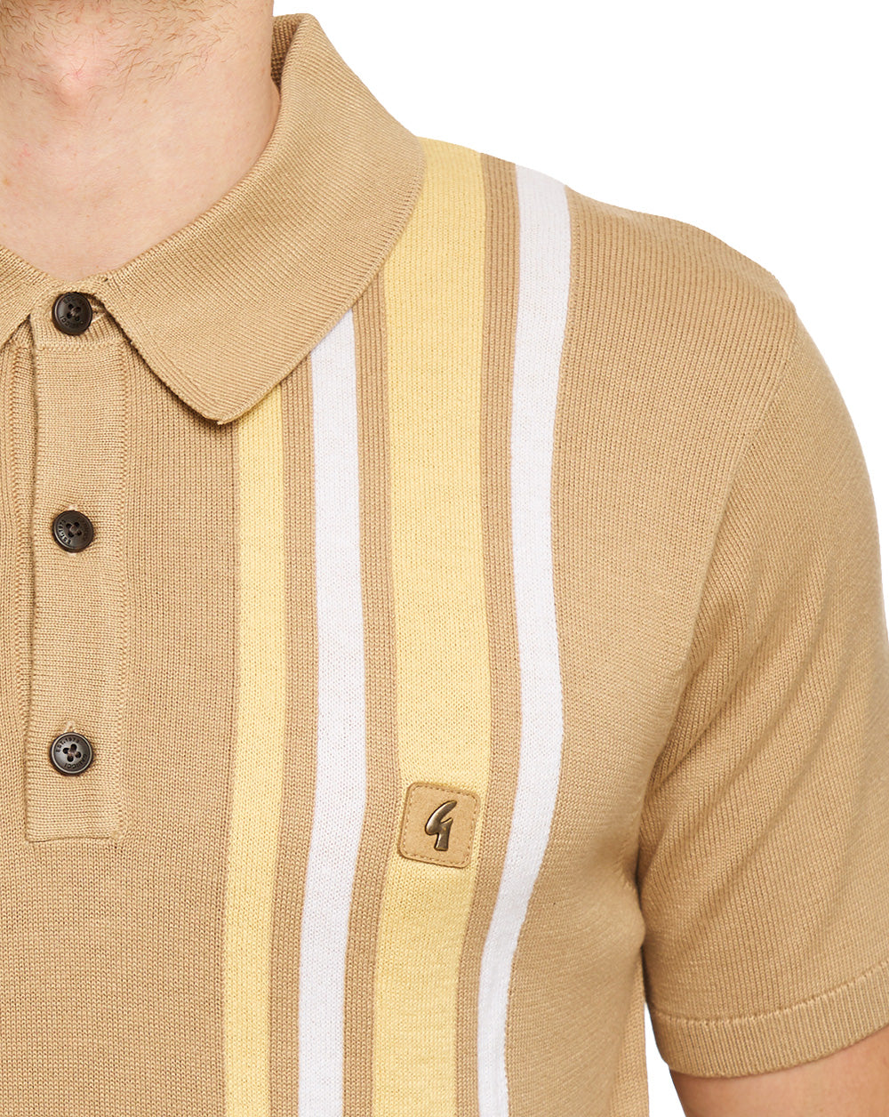 Gabicci Vintage Soda SS Knitted Polo Sandstone