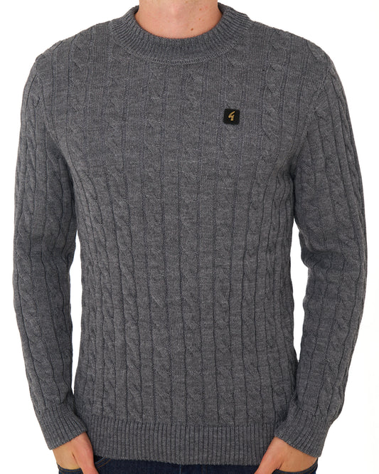 Gabicci Vintage Gabicci Vintage Temor Cable Knit Jumper Charcoal Grey