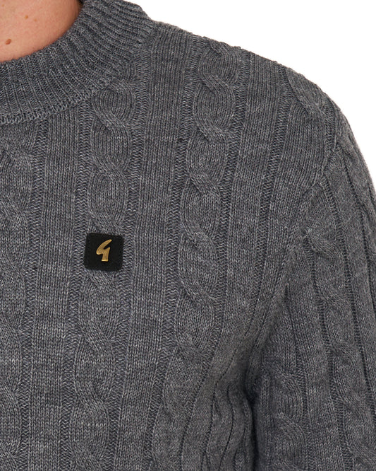 Gabicci Vintage Gabicci Vintage Temor Cable Knit Jumper Charcoal Grey