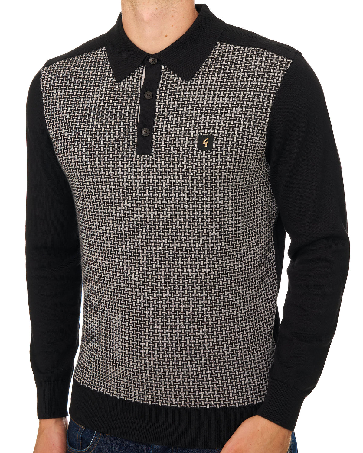 Gabicci Vintage Weaver Polo Shirt Black