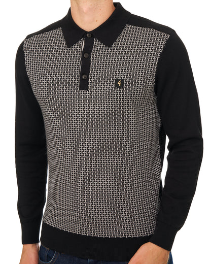 Gabicci Vintage Weaver Polo Shirt Black