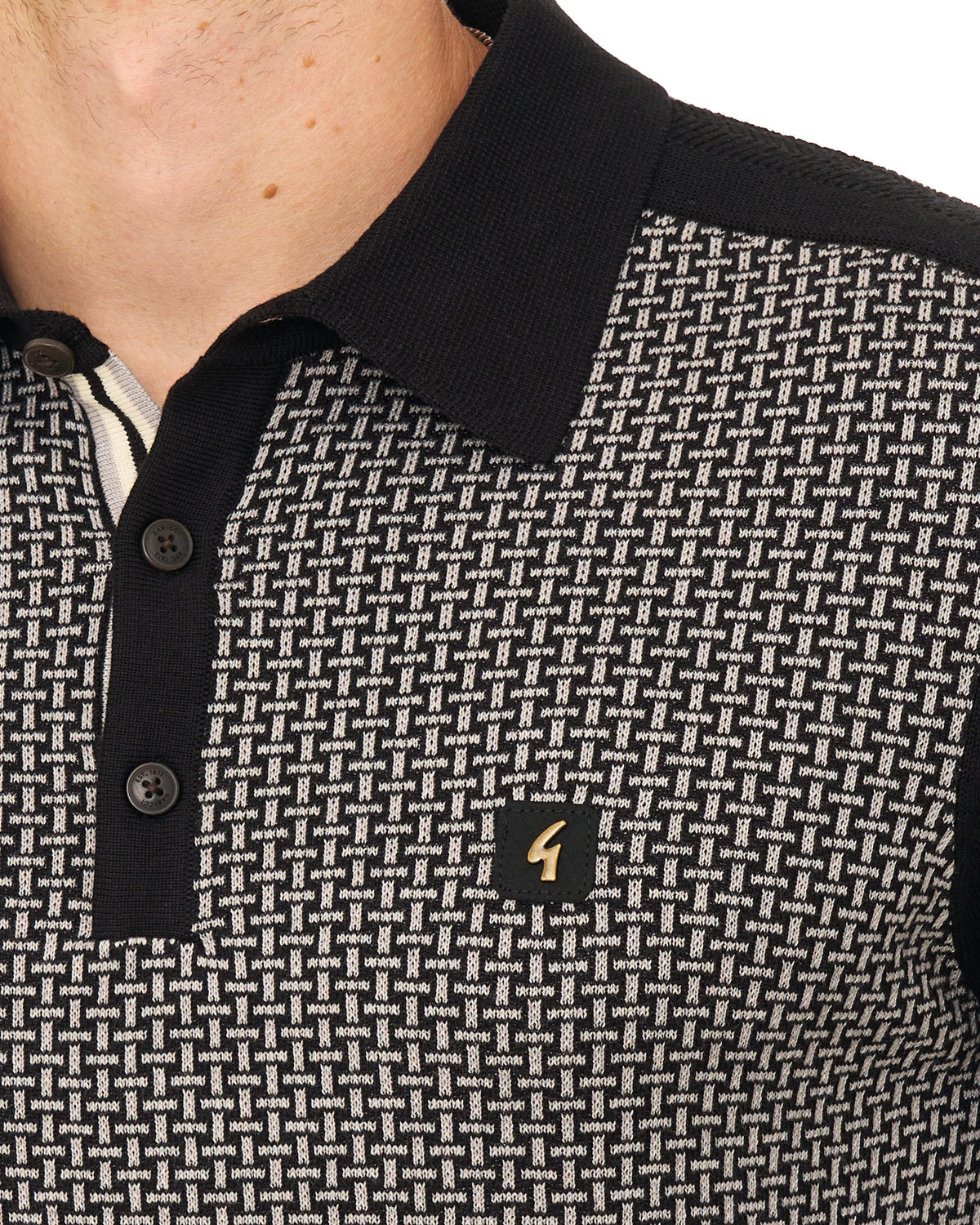 Gabicci Vintage Weaver Polo Shirt Black