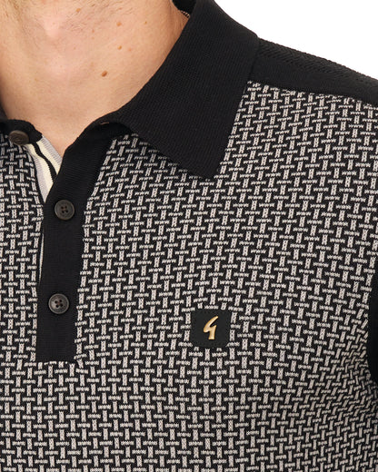 Gabicci Vintage Weaver Polo Shirt Black