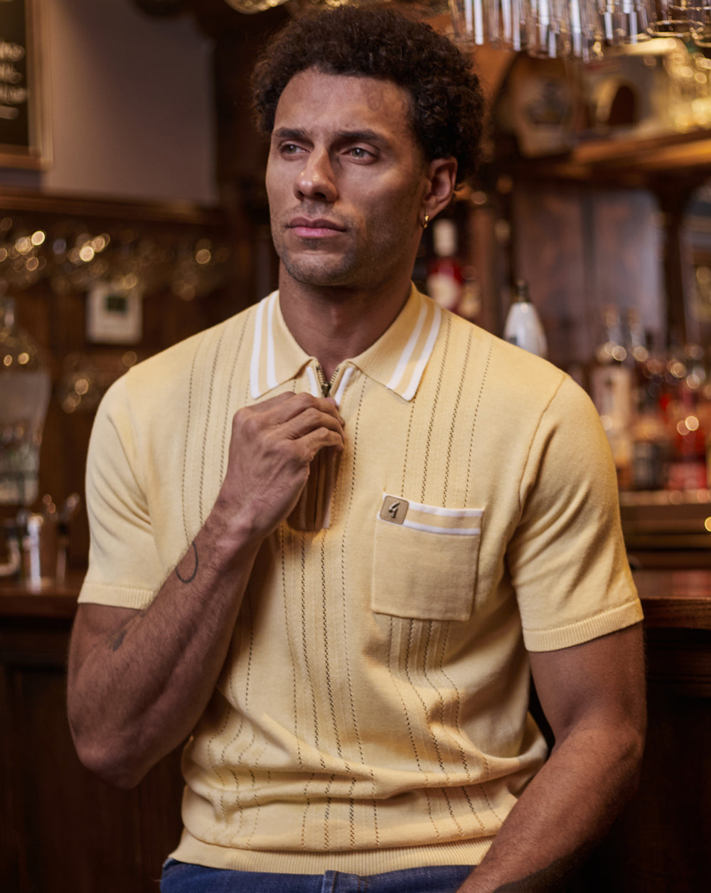 Gabicci Vintage Johnson Knit Polo Lemon