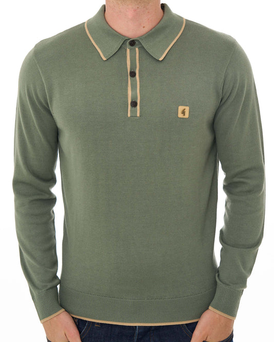 Gabicci Vintage Gabicci Vintage Lineker Knitted Polo Khaki Green