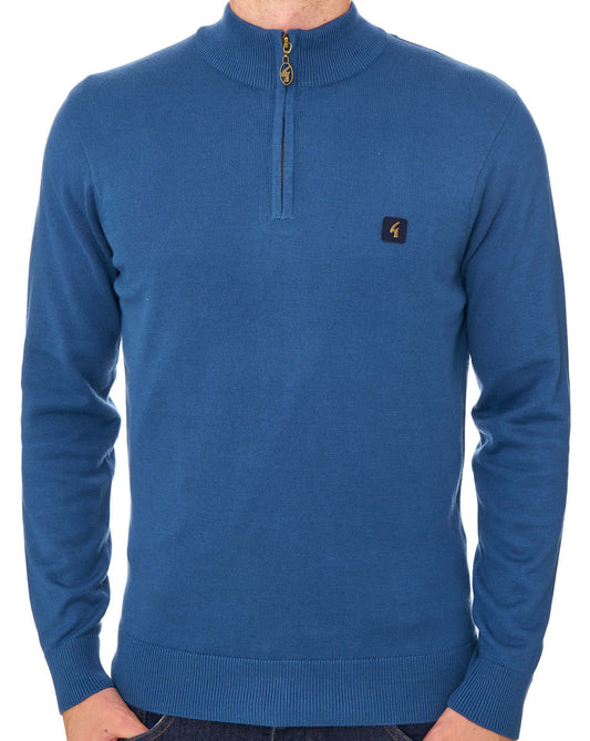 Gabicci Vintage Gabicci Vintage Naxton 1/4 Zip Knit Airforce Blue