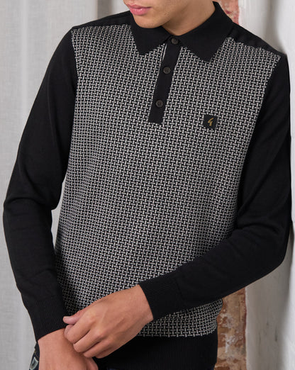 Gabicci Vintage Weaver Polo Shirt Black