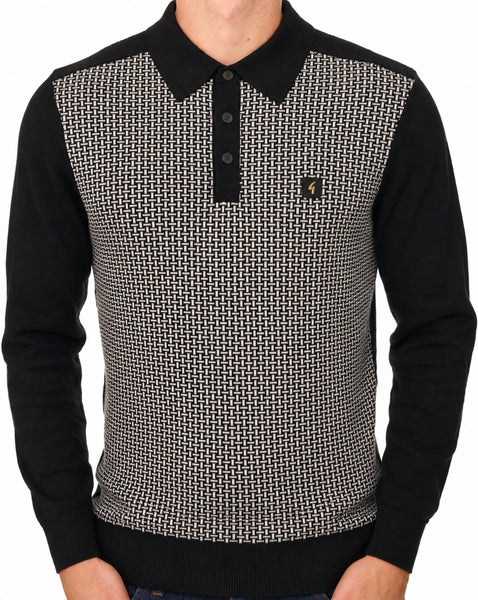Gabicci Vintage Weaver Polo Shirt Black