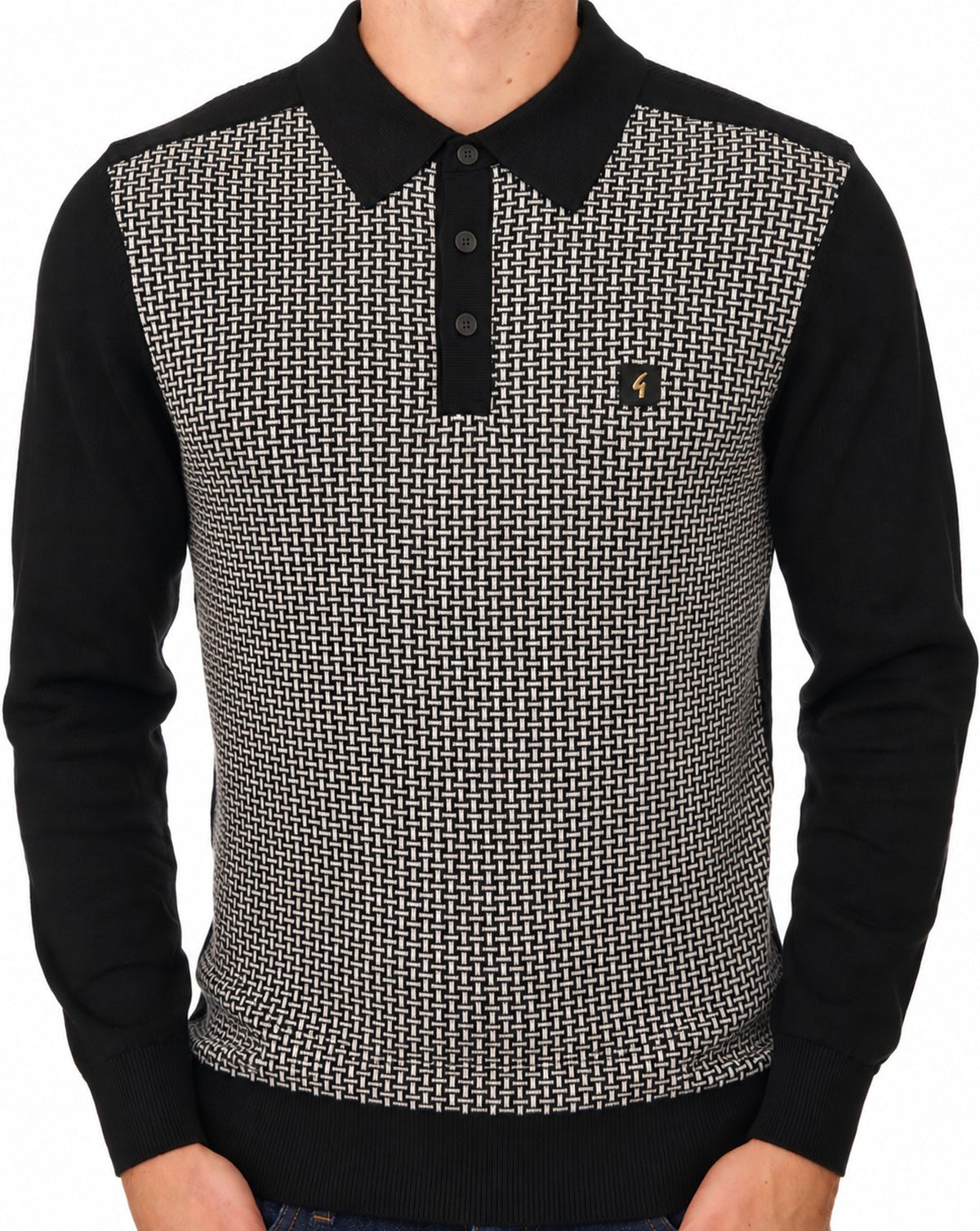 Gabicci Vintage Weaver Polo Shirt Black
