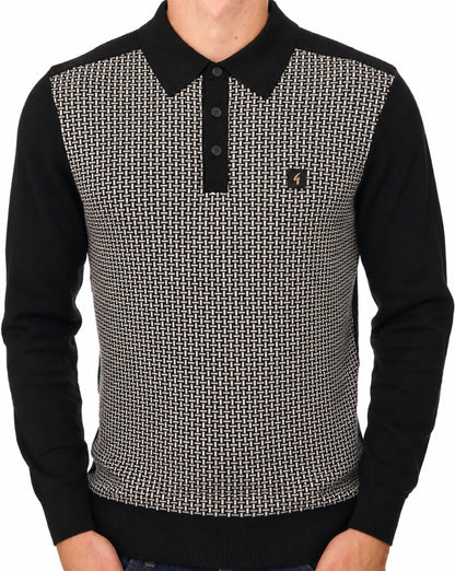 Gabicci Vintage Weaver Polo Shirt Black