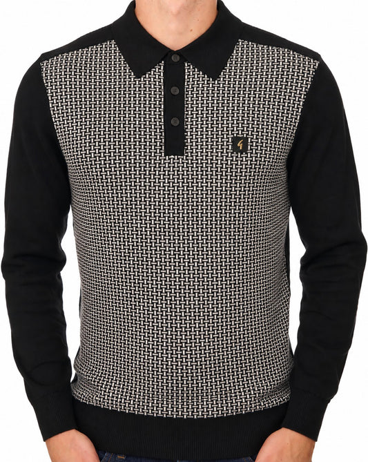 Gabicci Vintage Gabicci Vintage Weaver Polo Shirt Black