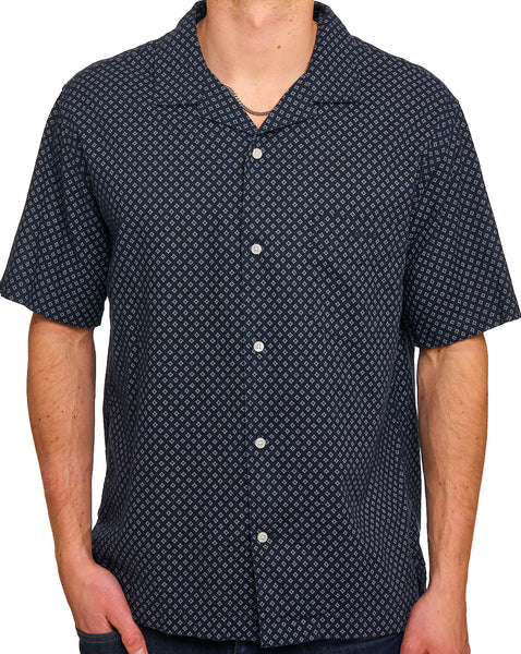 Gant Cotton Linen Print SS Shirt Faded Denim