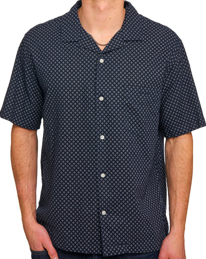 Gant Cotton Linen Print SS Shirt Faded Denim