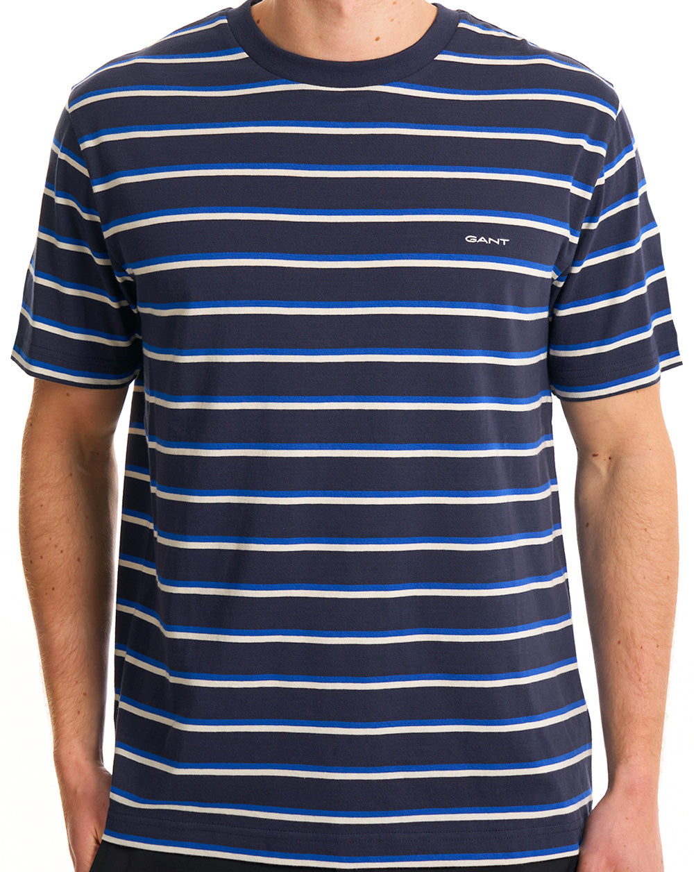 Gant Multi Stripe T Shirt Navy Blue