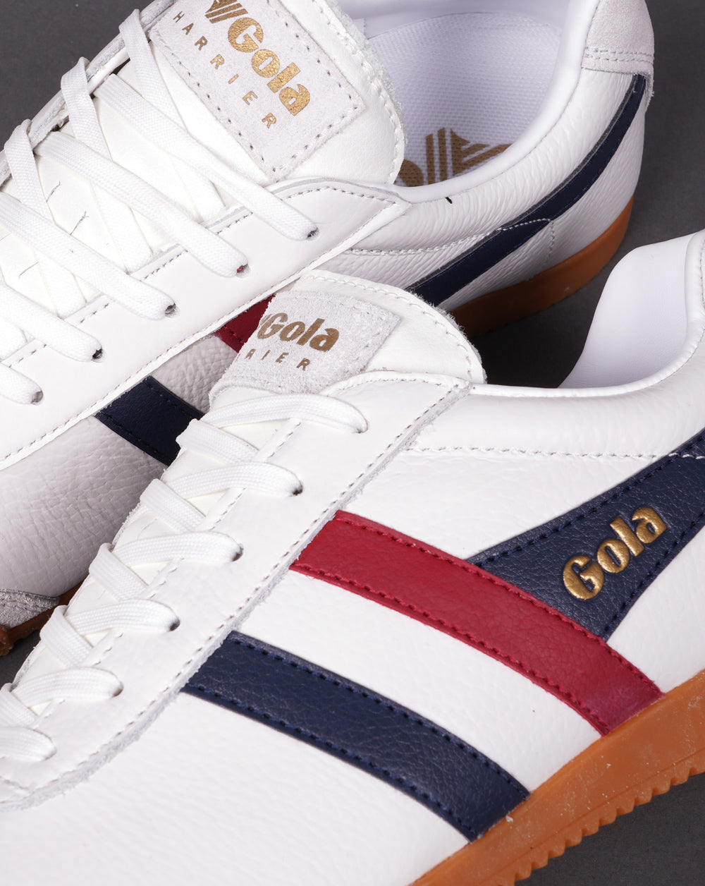 Gola Harrier Leather Trainer White / Navy / Red