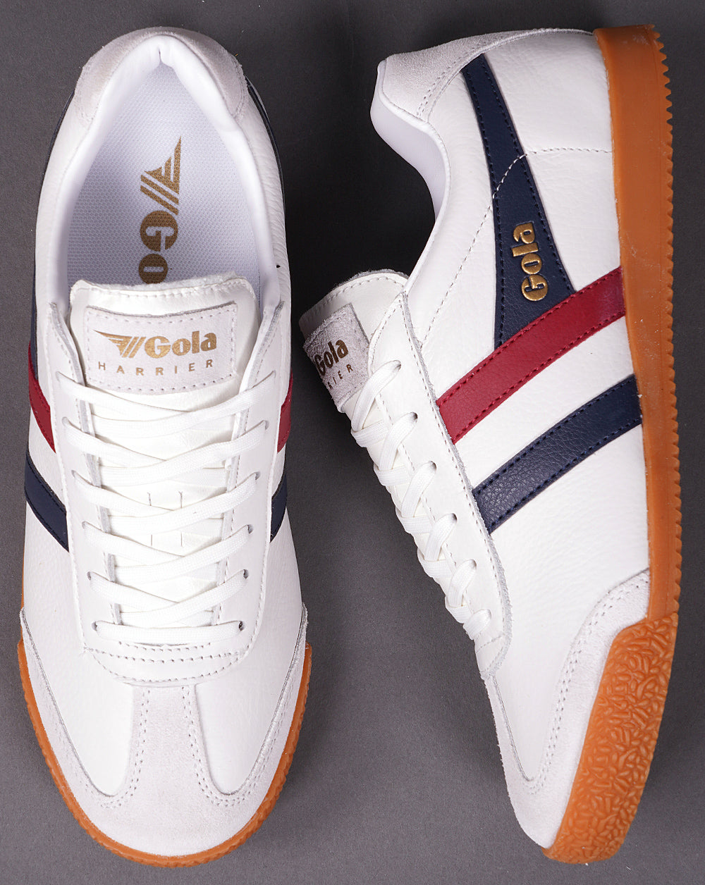Gola Harrier Leather Trainer White / Navy / Red