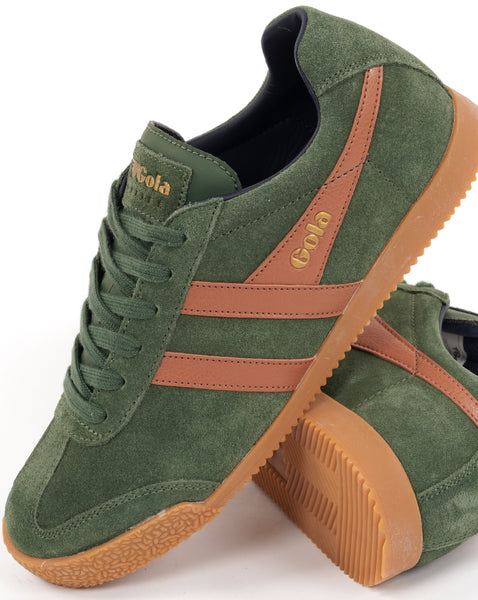 Gola Harrier Suede Trainers Evergreen/Moody Orange/Navy