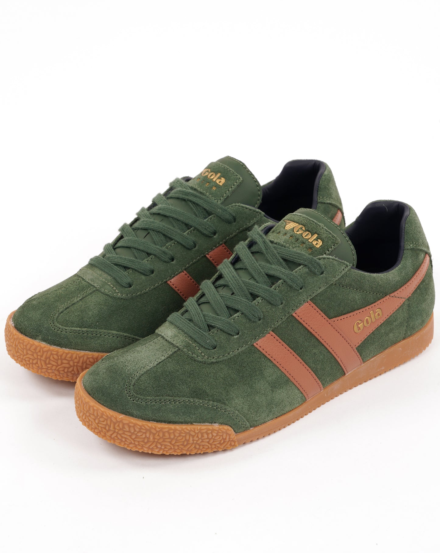 Gola Harrier Suede Trainers Evergreen/Moody Orange/Navy