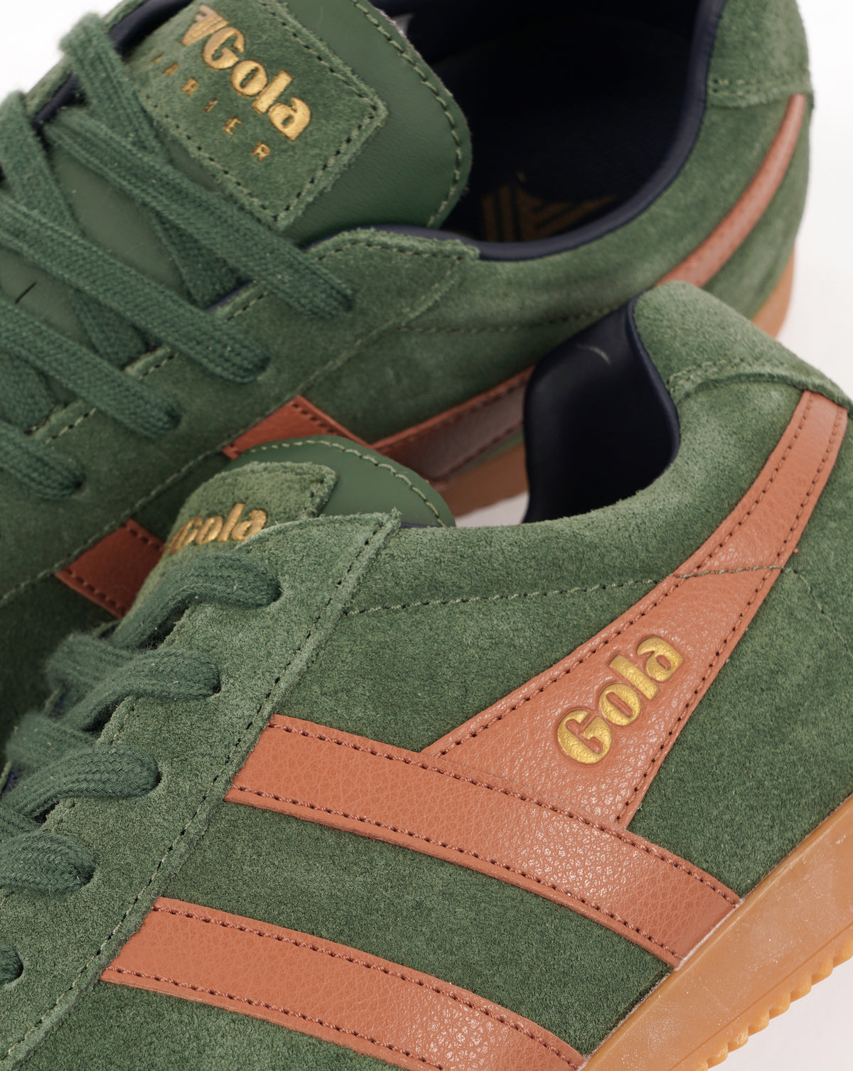 Gola Harrier Suede Trainers Evergreen/Moody Orange/Navy