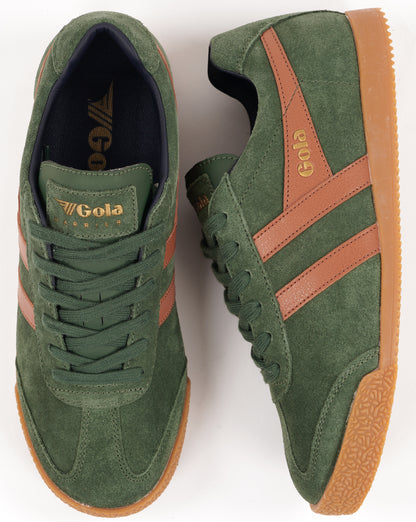 Gola Harrier Suede Trainers Evergreen/Moody Orange/Navy