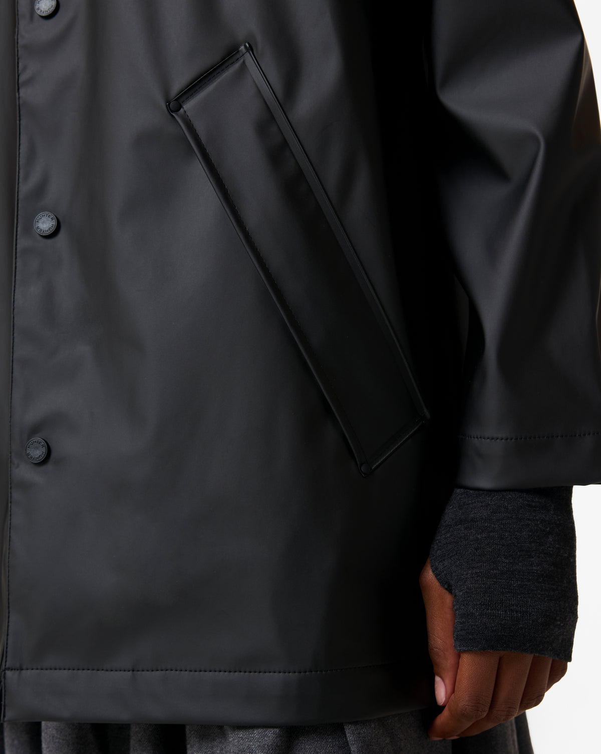 Hunter Unisex Jo PU Downpour Rain Jacket Black