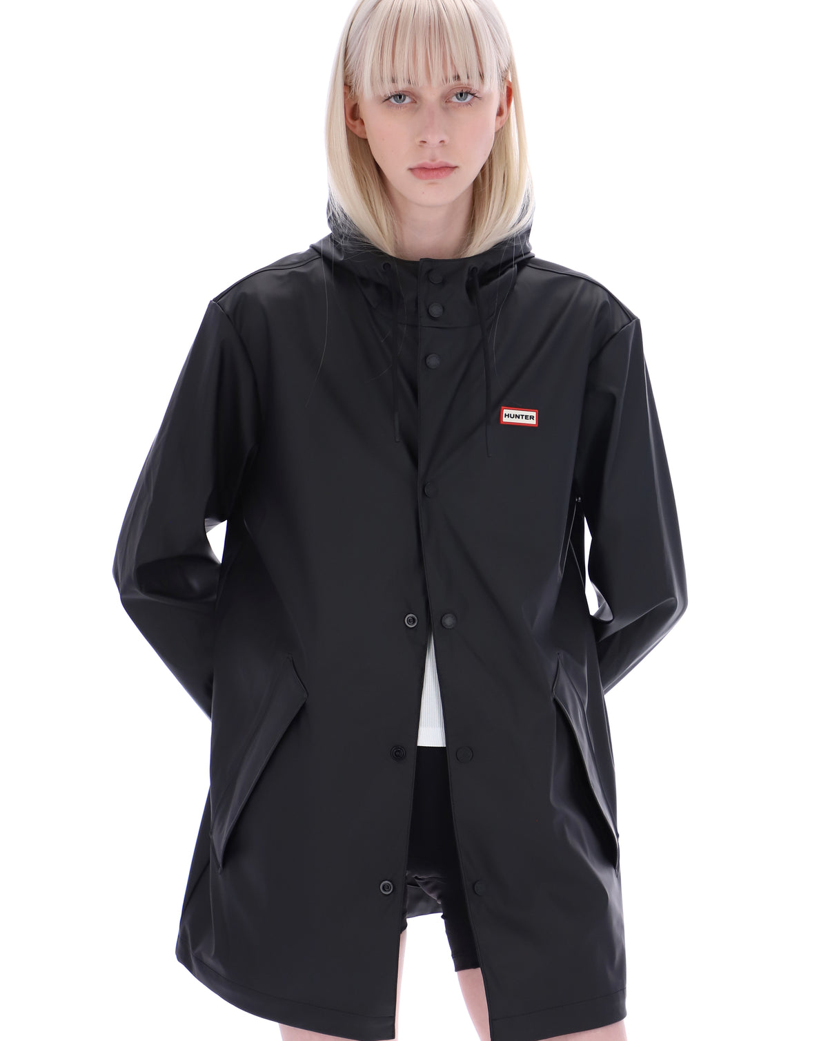 Hunter Unisex Jo PU Downpour Rain Jacket Black