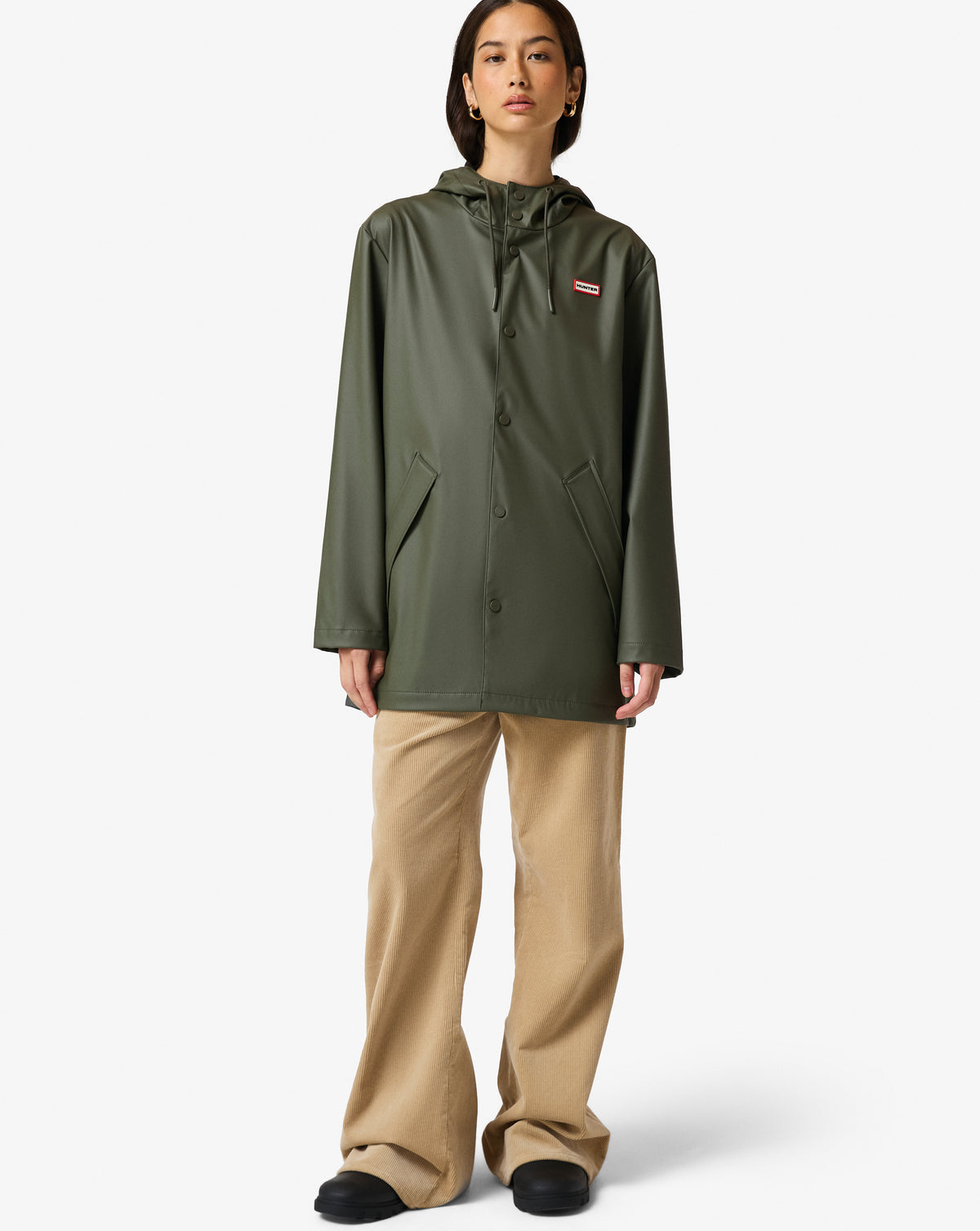 Hunter Unisex Jo PU Downpour Rain Jacket Kambaba Green