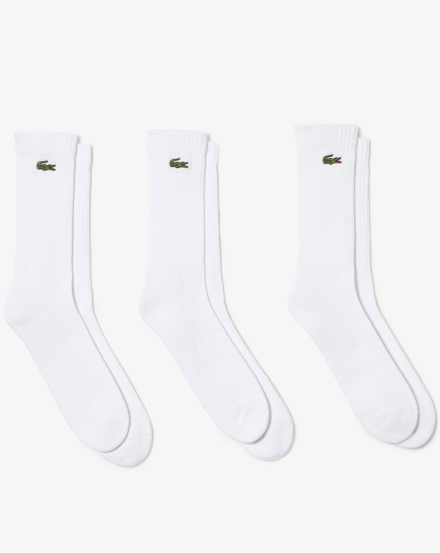 Lacoste 3 Pack Long Ribbed Socks White