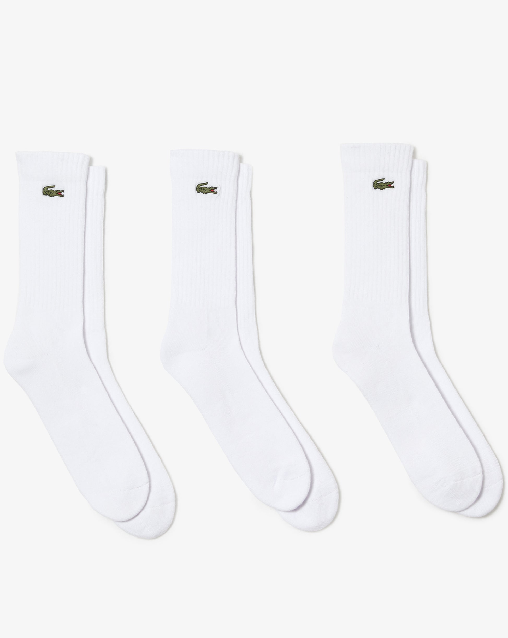 Lacoste 3 Pack Long Ribbed Socks White