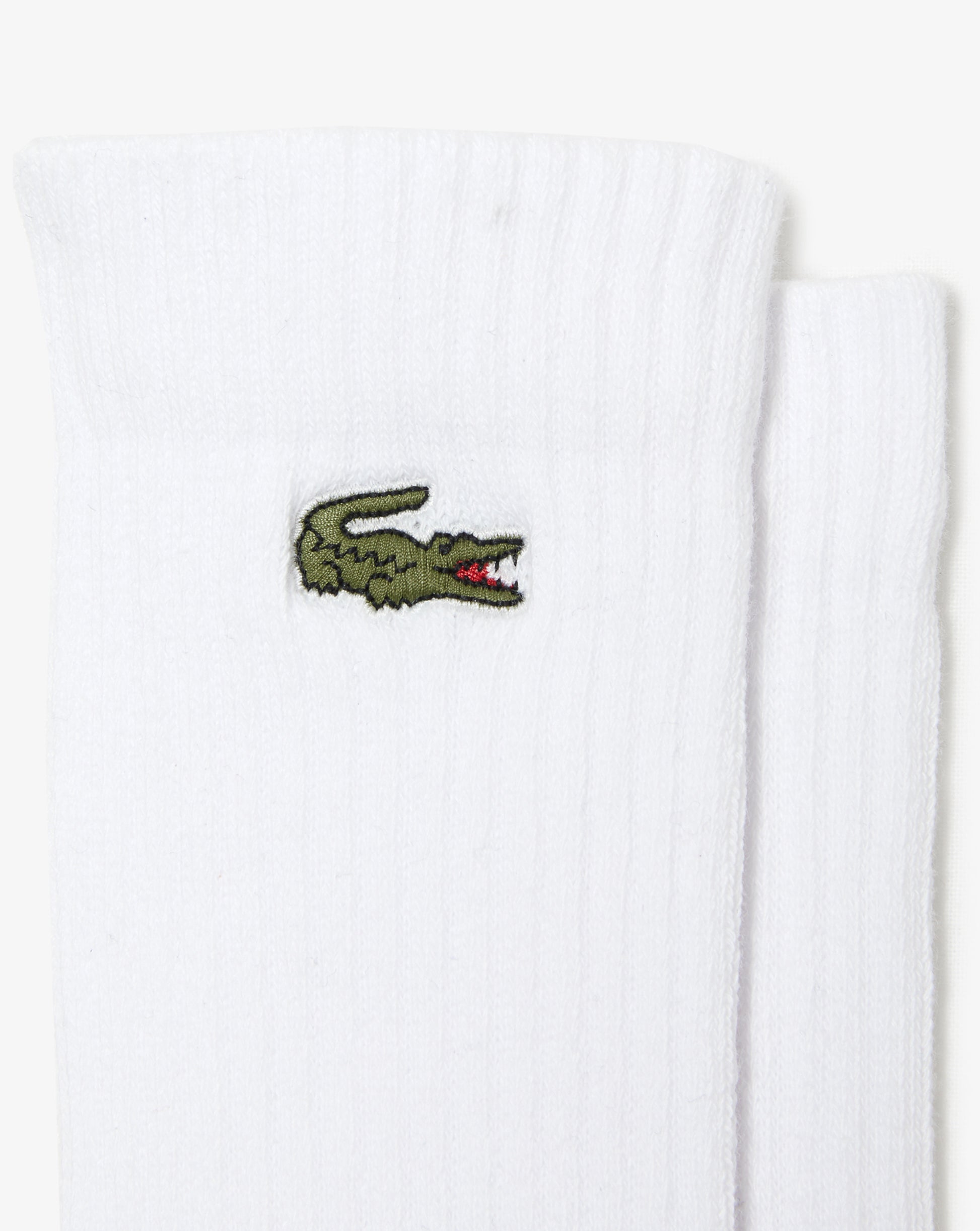 Lacoste 3 Pack Long Ribbed Socks White