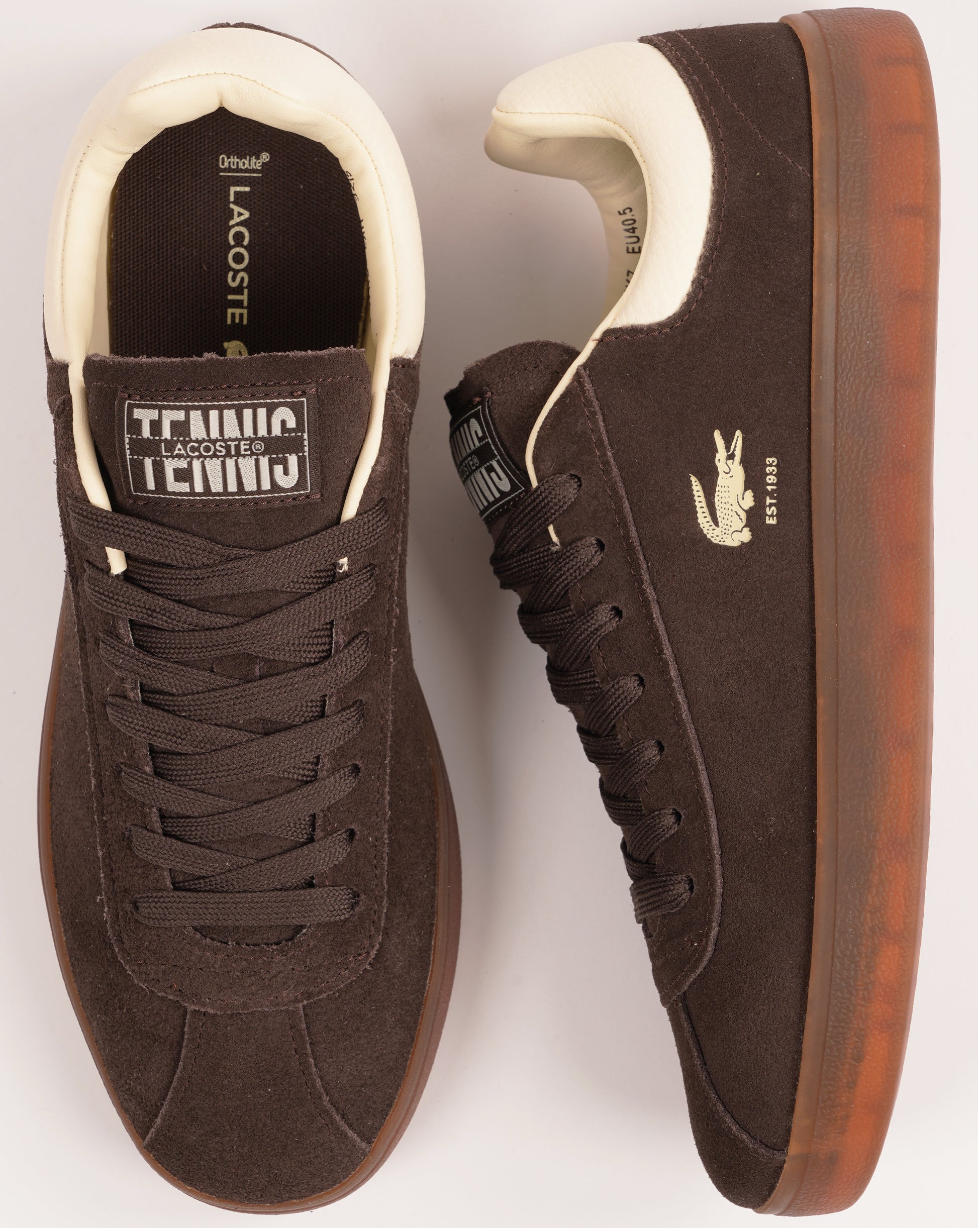 Lacoste Baseshot Trainers Dark Brown/Gum