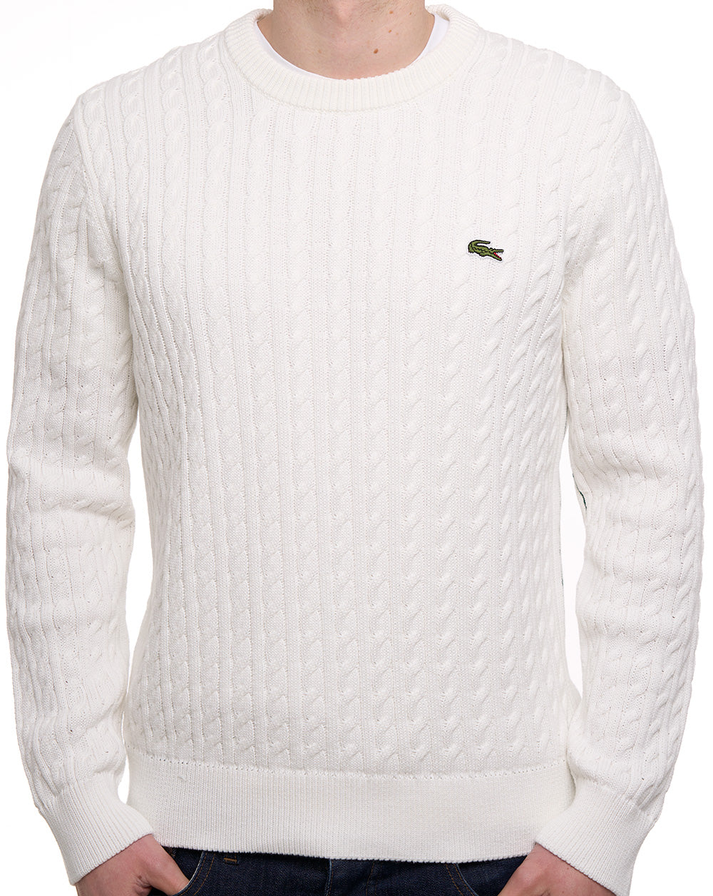 Lacoste Cable Knit Cotton Jumper Flour