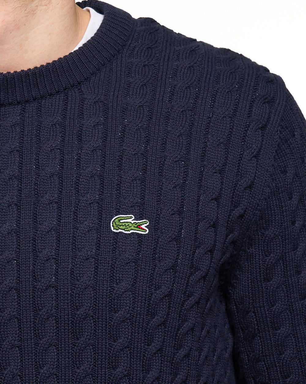 Lacoste Cable Knit Cotton Jumper Navy