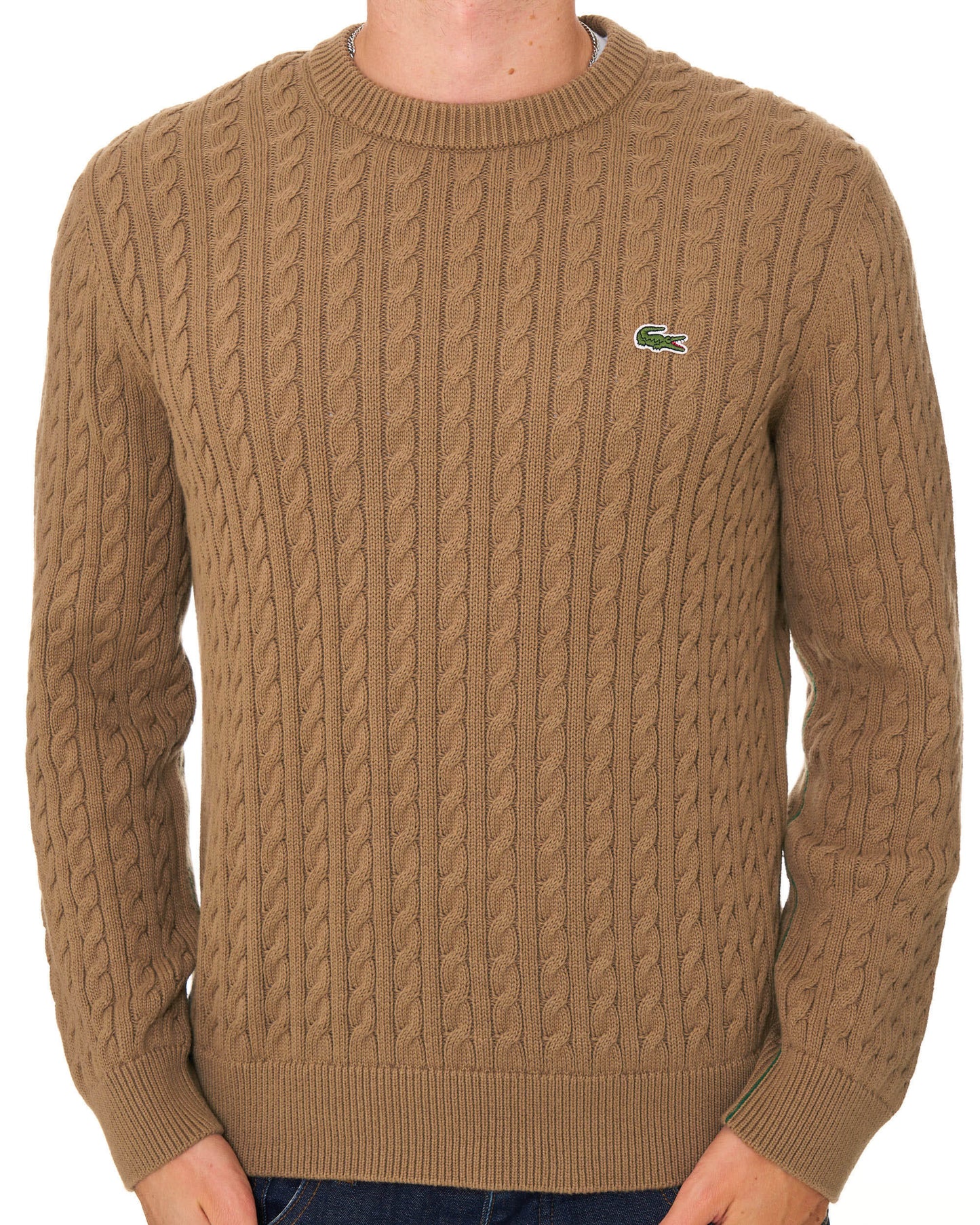 Lacoste Cable Knit Jumper Camel