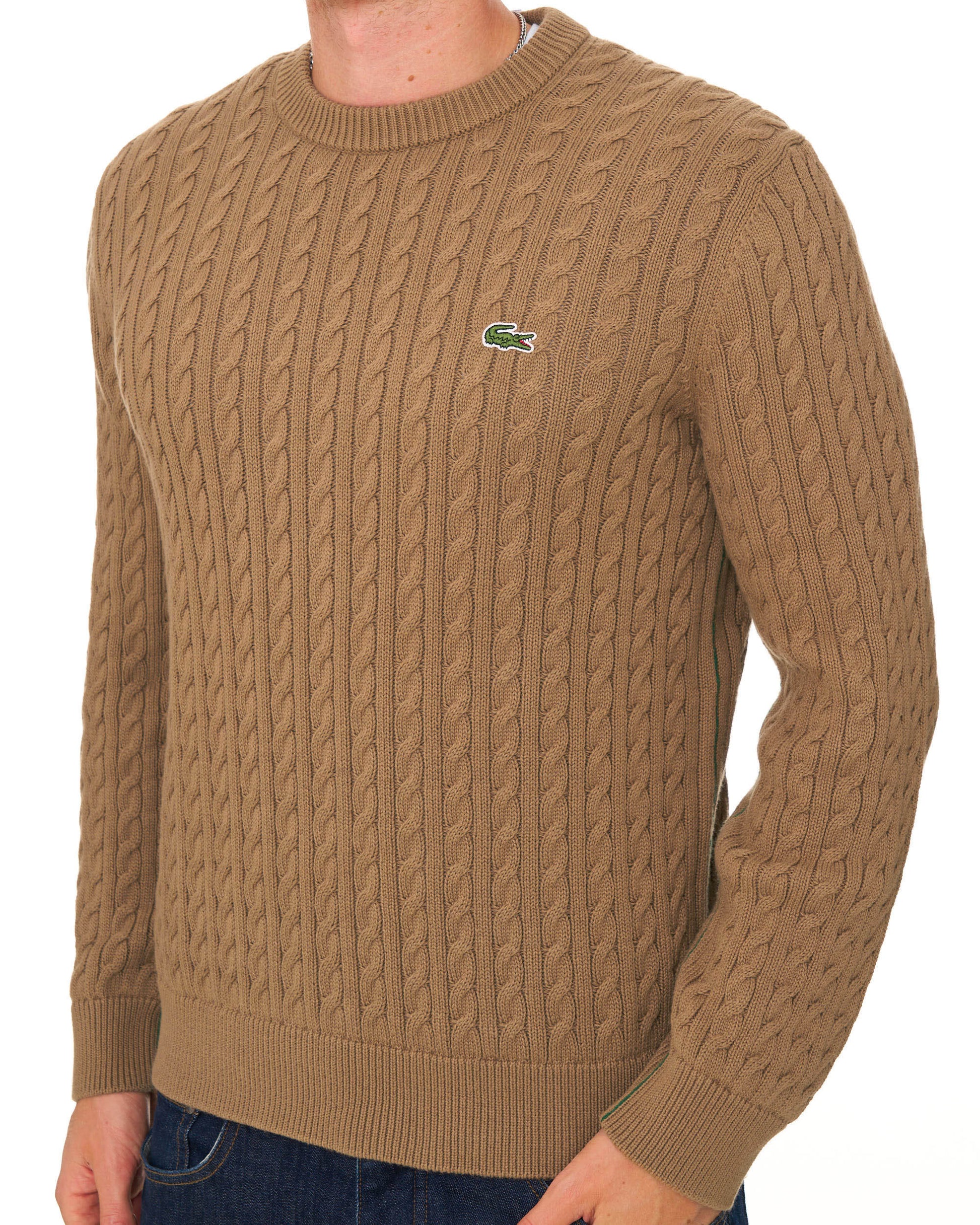 Lacoste Cable Knit Jumper Camel
