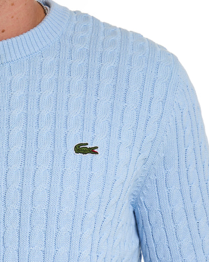 Lacoste Cable Knit Jumper Sky Blue