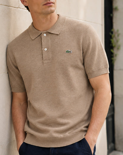 Lacoste Short Sleeve Knitted Polo Sand