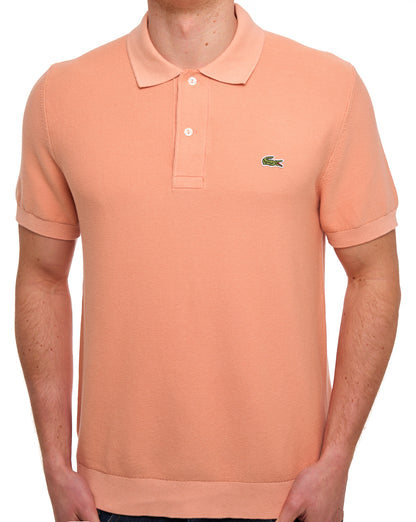 Lacoste Short Sleeve Knitted Polo Peach