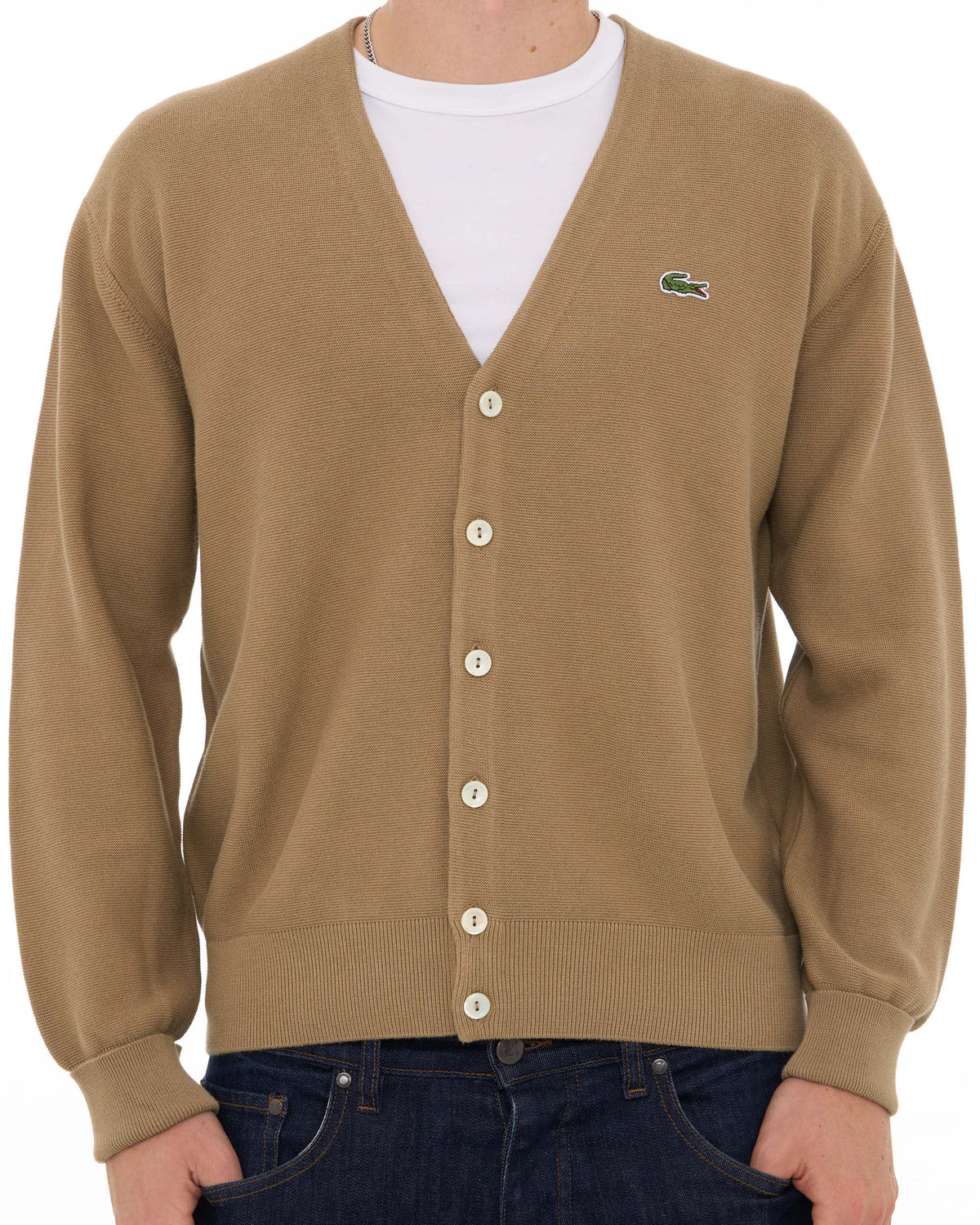 Lacoste Cotton Knit Cardigan Camel