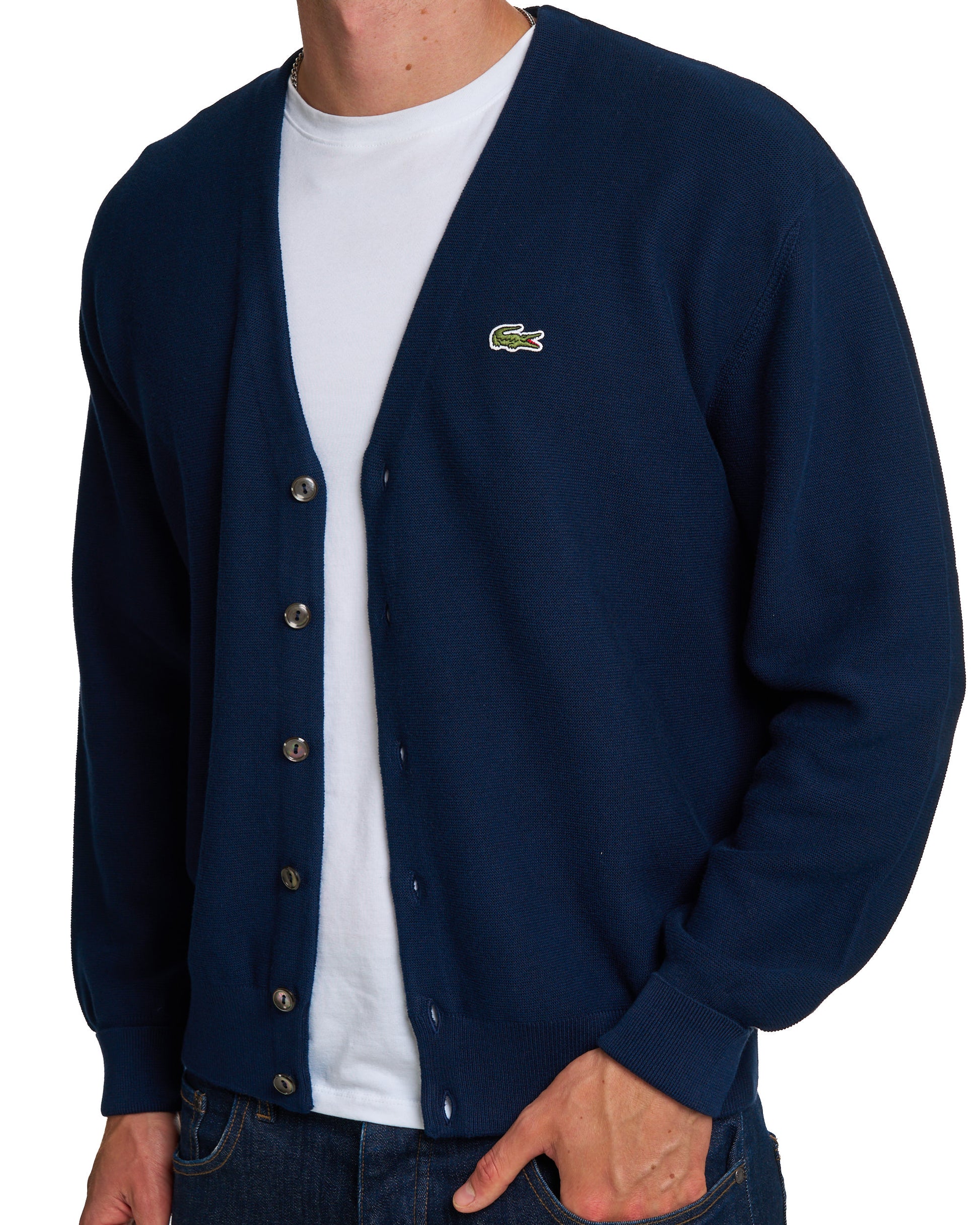Lacoste Cotton Knit Cardigan Navy
