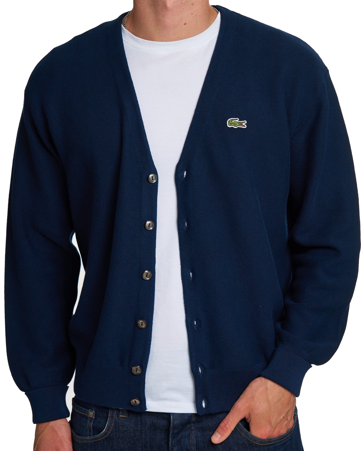 Lacoste Cotton Knit Cardigan Navy
