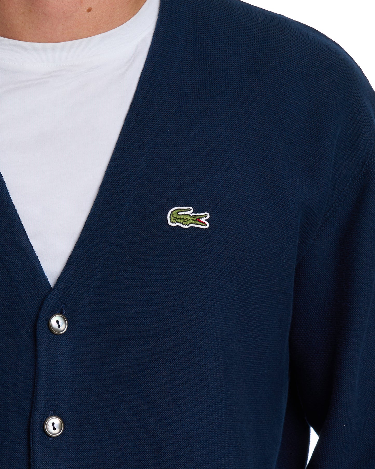 Lacoste Cotton Knit Cardigan Navy