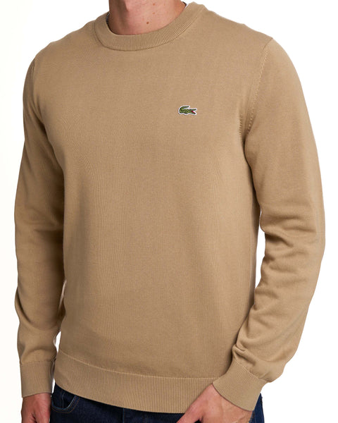 Lacoste Crew Neck Knit Jumper Camel